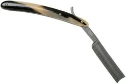 Böker Manufaktur Damascus Horn Straight Razor 140523DAM -Famous Knife Shop BO140523DAM 02 boker