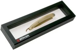 Böker Manufaktur Damascus Horn Straight Razor 140524DAM -Famous Knife Shop BO140524DAM 07 boker