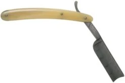 Böker Manufaktur Damascus Horn Straight Razor 140623DAM -Famous Knife Shop BO140623DAM 02 boker