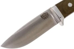 Bark River Classic Drop Point Hunter CPM 3V, Green Canvas Micarta, Red Liners -Famous Knife Shop BRK02 135GNCRL 03 bark river brk02 135gncrl 03