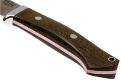 Bark River Classic Drop Point Hunter CPM 3V, Green Canvas Micarta, Red Liners -Famous Knife Shop BRK02 135GNCRL 04 bark river brk02 135gncrl 04