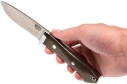 Bark River Classic Drop Point Hunter CPM 3V, Green Canvas Micarta, Red Liners -Famous Knife Shop BRK02 135GNCRL 06 bark river brk02 135gncrl 06