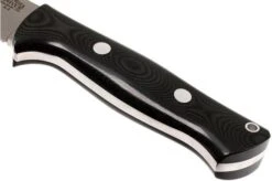 Bark River Bravo 1 A2 FHG Rampless, Black Linen Micarta, Brown Sheath -Famous Knife Shop BRK07 111BRKL RS 04 bark river brk07 111brkl rs 04