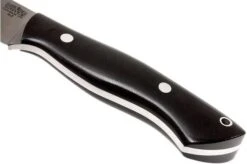 Bark River Kalahari Hunter A2, Black Canvas Micarta, Brown Sheath -Famous Knife Shop BRK12 112BRKC 04 bark river brk12 112brkc 04