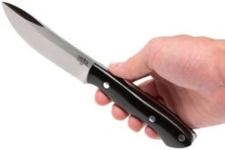 Bark River Kalahari Hunter A2, Black Canvas Micarta, Brown Sheath -Famous Knife Shop BRK12 112BRKC 06 bark river brk12 112brkc 06