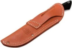 Bark River Kalahari Hunter A2, Black Canvas Micarta, Brown Sheath -Famous Knife Shop BRK12 112BRKC 08 bark river brk12 112brkc 08