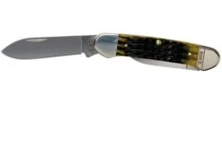 Case Canoe Olive Green Bone, Russell Jig, 13286, 62131 SS Pocket Knife -Famous Knife Shop CE13286 03 case