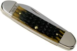 Case Canoe Olive Green Bone, Russell Jig, 13286, 62131 SS Pocket Knife -Famous Knife Shop CE13286 04 case