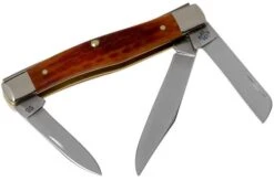 Case Medium Stockman Pocket Worn Harvest Orange Bone, Corn Cob Jig, 17003, 63032 SS Pocket Knife -Famous Knife Shop CE17003 02 case