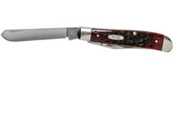 Case Mini Trapper Crimson Red Peach Seed Jigged Bone, 27381, 6207 SS Pocket Knife -Famous Knife Shop CE27381 03 case