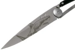 Deejo Tattoo 37g, Ebony Wood, Shark 1CB000064 Pocket Knife -Famous Knife Shop DJ1CB000064 03 deejo 1