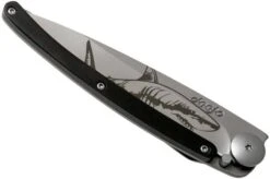Deejo Tattoo 37g, Ebony Wood, Shark 1CB000064 Pocket Knife -Famous Knife Shop DJ1CB000064 04 deejo