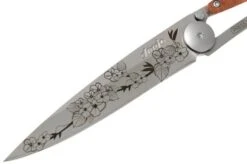Deejo Tattoo 37g, Rosewood, Cherry Blossom 1CB017-R Pocket Knife -Famous Knife Shop DJ1CB017 R 03 deejo