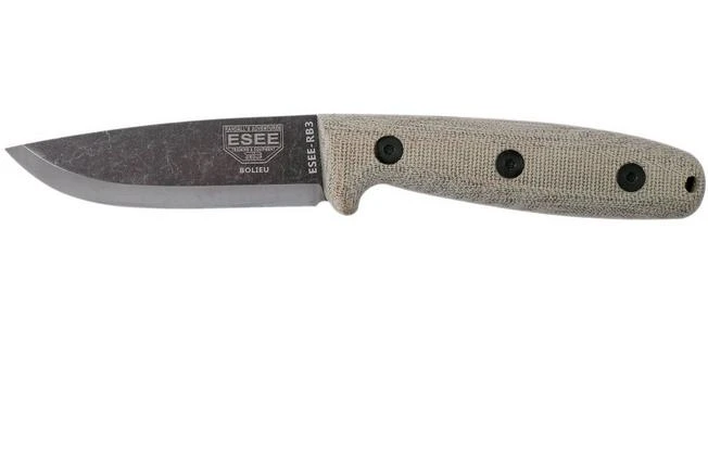 ESEE RB3-JRE Bolieu Camp-Lore, Scandi Grind, Bushcraft Sheath, Rueben Bolieu Design 3 ESEE RB3-JRE Bolieu Camp-Lore, Scandi Grind, Bushcraft Sheath, Rueben Bolieu Design