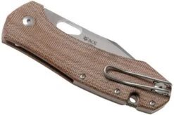 GiantMouse ACE Grand, Natural Canvas Micarta Pocket Knife -Famous Knife Shop GMGRAND NAT MICARTA 04 giantmouse