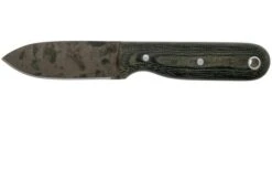 LT Wright Bushbaby HC, 1075, Matte Black Micarta, Leather Sheath, Bushcraft Knife