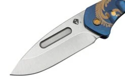 Medford Prae Slim, S45VN Tumbled Drop Point Blade, Blue Bronze Acanthus Handle Pocket Knife -Famous Knife Shop MF 23 PS 02 03 medford