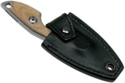 MKM Mikro 2 Wharncliffe, Stonewashed Natural Canvas Micarta Neck Knife, Jesper Voxnaes Design -Famous Knife Shop MMK MR02 NC 06 mkm knives