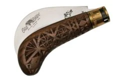 Old Bear Pruning Carved Walnut L, 9747-21-LNI Pruning Knife -Famous Knife Shop OB9747 21 LNI 04 oldbear