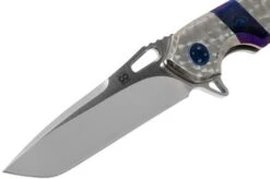Olamic Wayfarer 247 Tanto Satin, Jeweled Handle Timascus Inlay, Blue Hardware -Famous Knife Shop OC24 M390 005 03 olamic