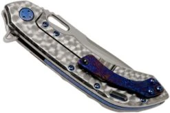 Olamic Wayfarer 247 Tanto Satin, Jeweled Handle Timascus Inlay, Blue Hardware -Famous Knife Shop OC24 M390 005 04 olamic