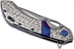 Olamic Wayfarer 247 Tanto Satin, Jeweled Handle Timascus Inlay, Blue Hardware -Famous Knife Shop OC24 M390 005 05 olamic