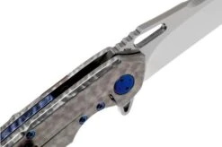 Olamic Wayfarer 247 Tanto Satin, Jeweled Handle Timascus Inlay, Blue Hardware -Famous Knife Shop OC24 M390 005 07 olamic