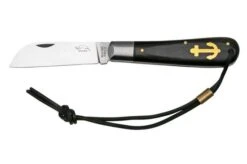 Otter Anchor Knife SET 173 Large Stainless, Grenadilla, Brass Anchor, Leather Strap, Pocket Knife