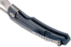 Reate Baby Machine - RWL34 Satin - Blue Handle -Famous Knife Shop RTBMACH BL 05 reate rtbmach bl 05