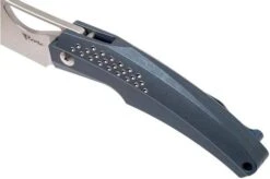 Reate Baby Machine - RWL34 Satin - Blue Handle -Famous Knife Shop RTBMACH BL 07 reate rtbmach bl 07