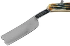 Rough Ryder Folding Razor Cinnamon Stag RR2159 Damascus Straight Razor -Famous Knife Shop RY2159 03 rough ryder