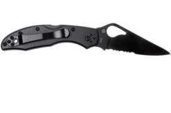 Spyderco Byrd Meadowlark Black 04BKPS2 Partly Serrated Pocket Knife -Famous Knife Shop SPBY04BKPS2 02 spyderco byrd meadowlark 2 spby04bkps2 02