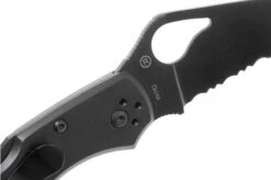 Spyderco Byrd Meadowlark Black 04BKPS2 Partly Serrated Pocket Knife -Famous Knife Shop SPBY04BKPS2 06 spyderco byrd meadowlark 2 spby04bkps2 06