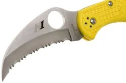Spyderco Tasman Salt 2 C106SYL2 Pocket Knife, Yellow -Famous Knife Shop SPC106SYL2 03 spyderco spc106syl2 03