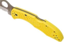 Spyderco Tasman Salt 2 C106SYL2 Pocket Knife, Yellow -Famous Knife Shop SPC106SYL2 07 spyderco spc106syl2 07