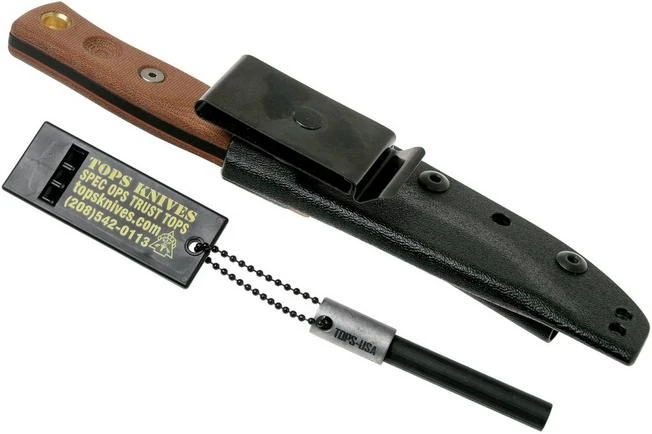 TOPS Knives TOPS Fieldcraft 3.5 Mini BROS 90 Degree Spine, Firesteel, Brown Micarta MBROS-01-SF Bushcraft Knife 10 TOPS Knives TOPS Fieldcraft 3.5 Mini BROS 90 Degree Spine, Firesteel, Brown Micarta MBROS-01-SF Bushcraft Knife - Image 8