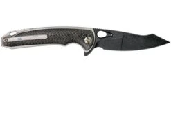 WE Knife Yucha 810F Pocket Knife, Black Blade, Grey Ti With Carbon Fibre Inlays -Famous Knife Shop WK810F 02 we knife