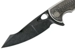 WE Knife Yucha 810F Pocket Knife, Black Blade, Grey Ti With Carbon Fibre Inlays -Famous Knife Shop WK810F 03 we knife
