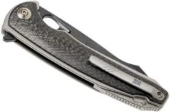 WE Knife Yucha 810F Pocket Knife, Black Blade, Grey Ti With Carbon Fibre Inlays -Famous Knife Shop WK810F 04 we knife