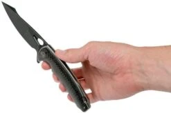 WE Knife Yucha 810F Pocket Knife, Black Blade, Grey Ti With Carbon Fibre Inlays -Famous Knife Shop WK810F 08 we knife